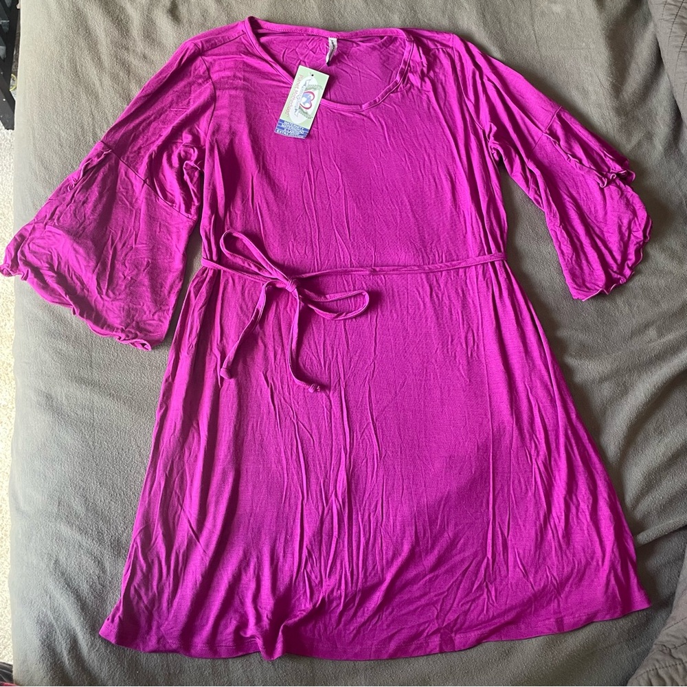 Planet Motherhood Fuchsia Tie-Waist Maternity Top NWT
